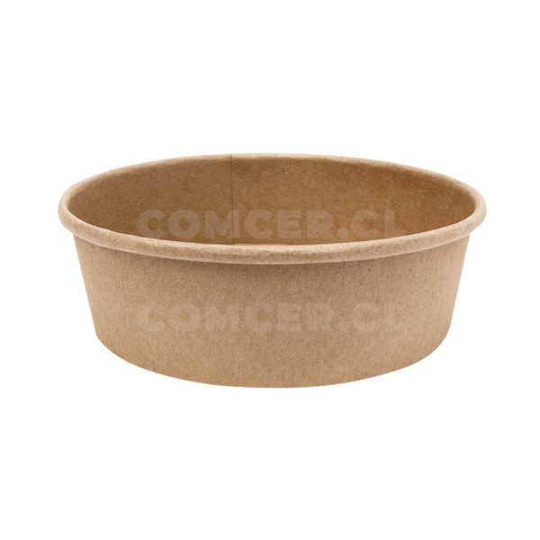 Plato bowl de cartón kraft impermeable 1.200 cc, 50 unidades