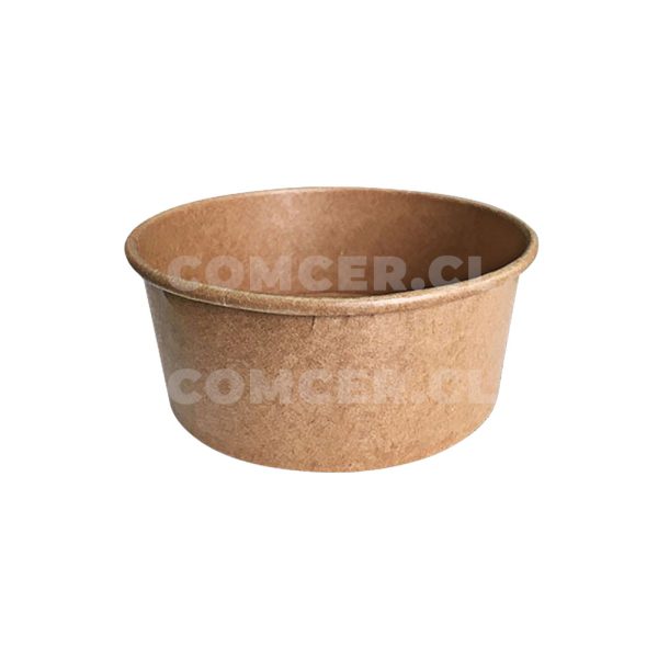 Plato bowl cartón kraft impermeable de 750 cc 50 unidades